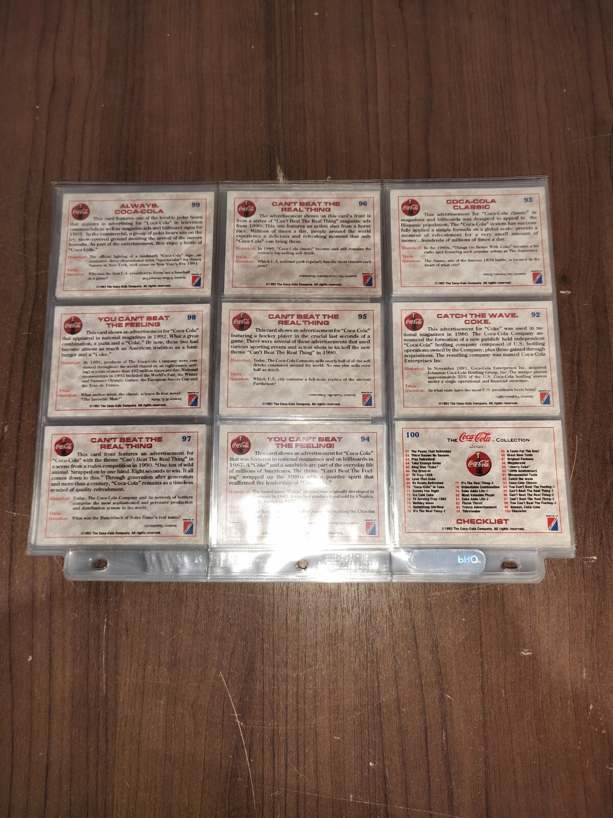 Vintage Collectible Coca-Cola Cards - Series 1 - Cards #1-100 Cards