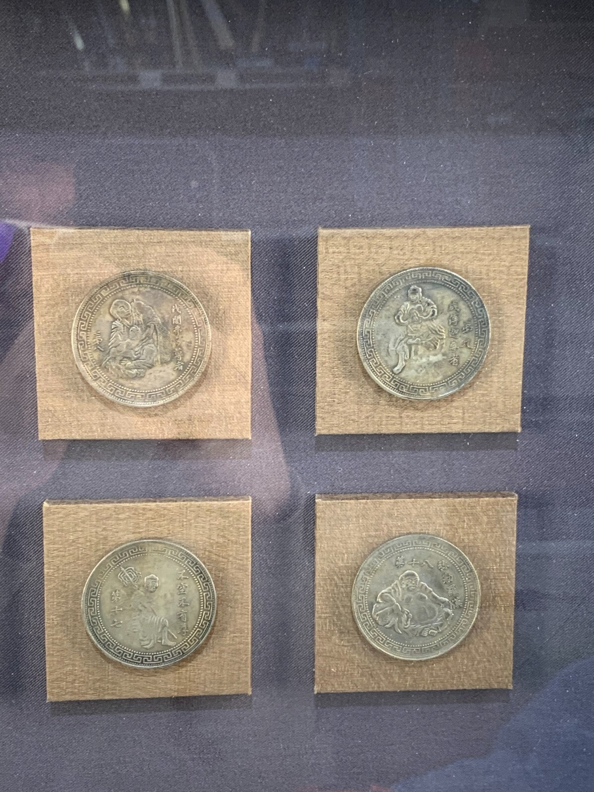 18 Antique Buddhist Arhats Coins In Frame