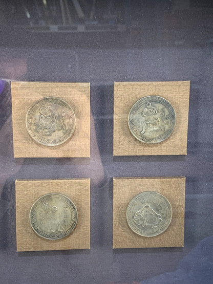 18 Antique Buddhist Arhats Coins In Frame