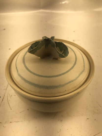 Asian style jar with lid and unique Textured Knob