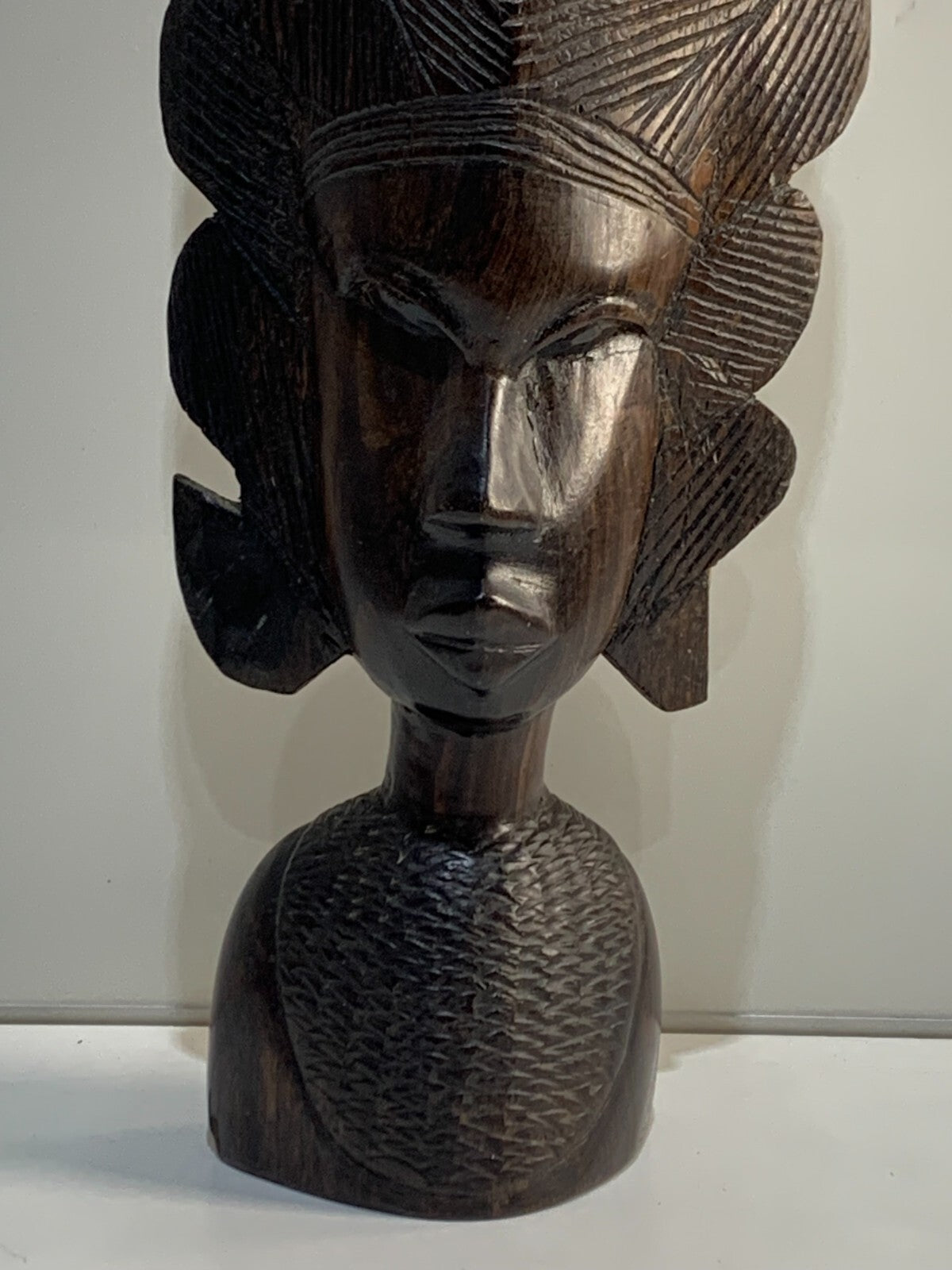 Vintage Tribal Head Bust African Folk Art Sculpture Hand Carved in Tanzania