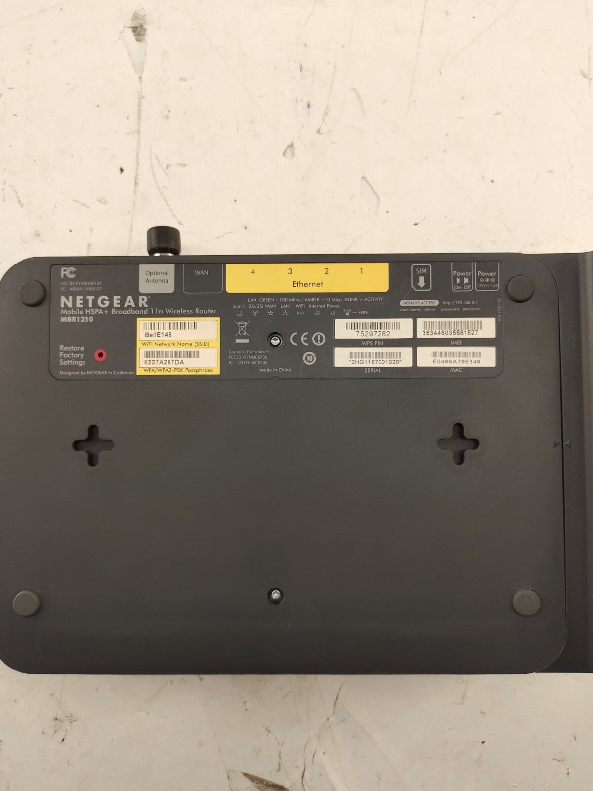 Netgear MBR1210 H2 - HSPA+ - Wireless N Modem/Router 20z