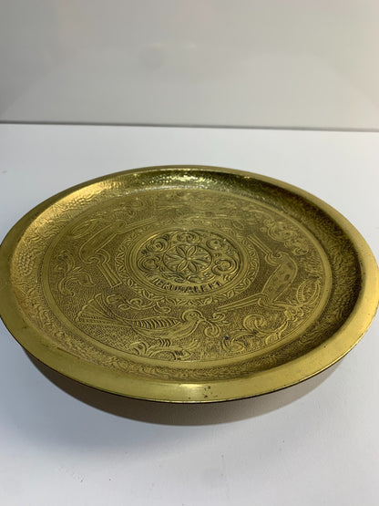 Vintage Brass Plate with Jerusalem & Nice Flower Inlay Work Kitchen