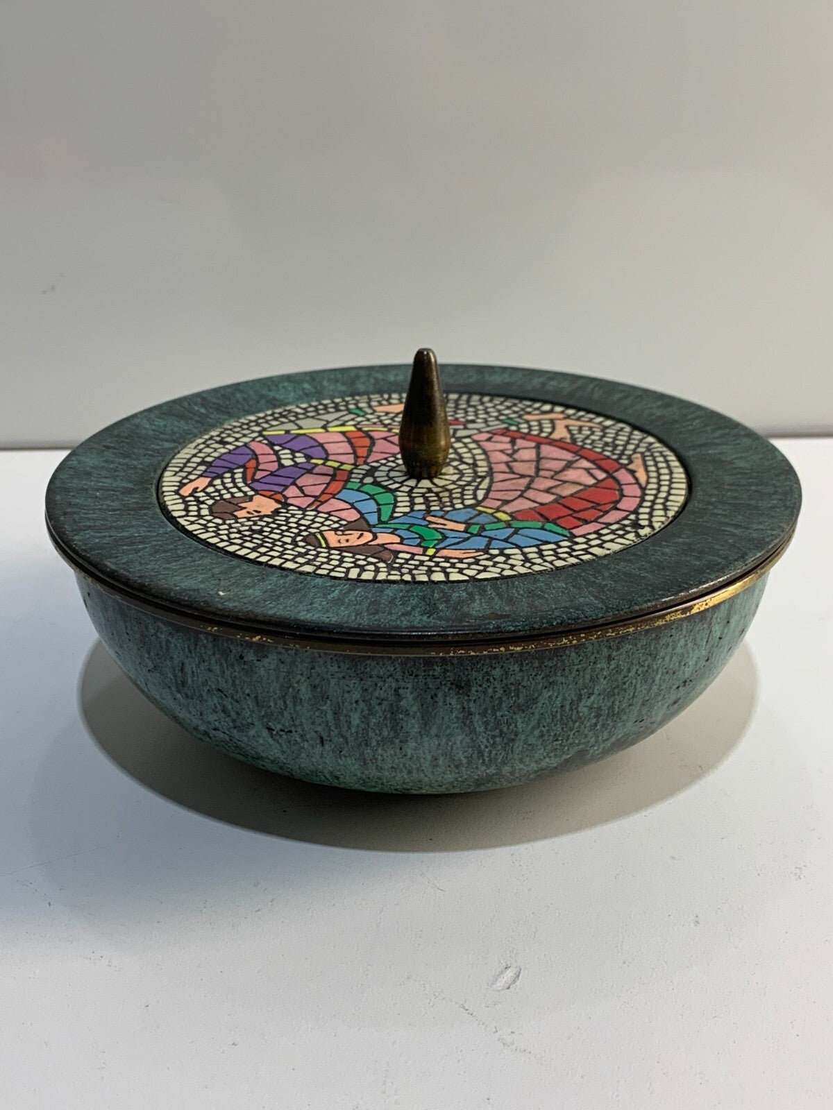 Vintage Dayagi Covered Enameled Brass Bowl