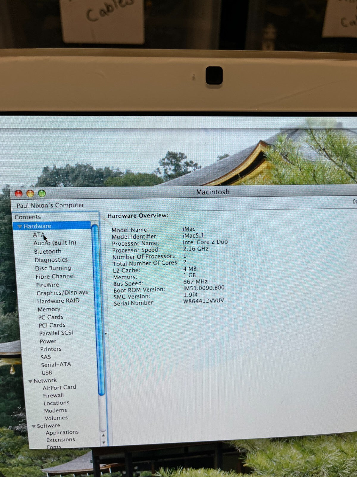 Apple iMac A1207 20" Desktop - MA589LL/A Intel Core 2 Duo