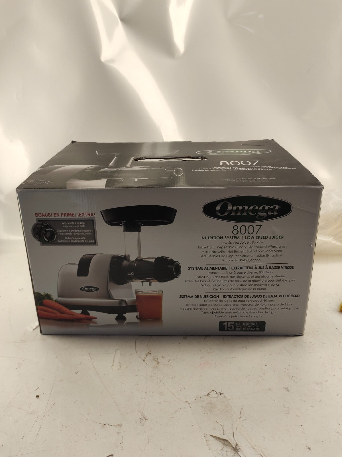 Omega 8007 Nutrition System Low Speed Dual Stage Masticating Juicer 80RPM