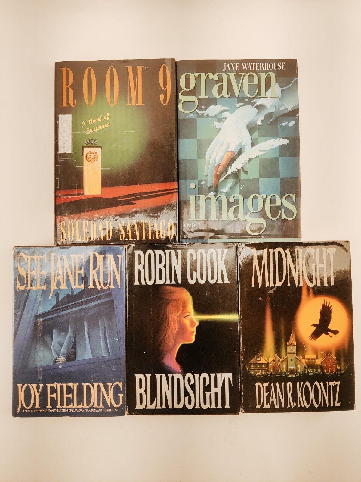 Lot of 5 HC Suspense Books Vintage 1990s - Dean Koontz, Robin Cook, etc.