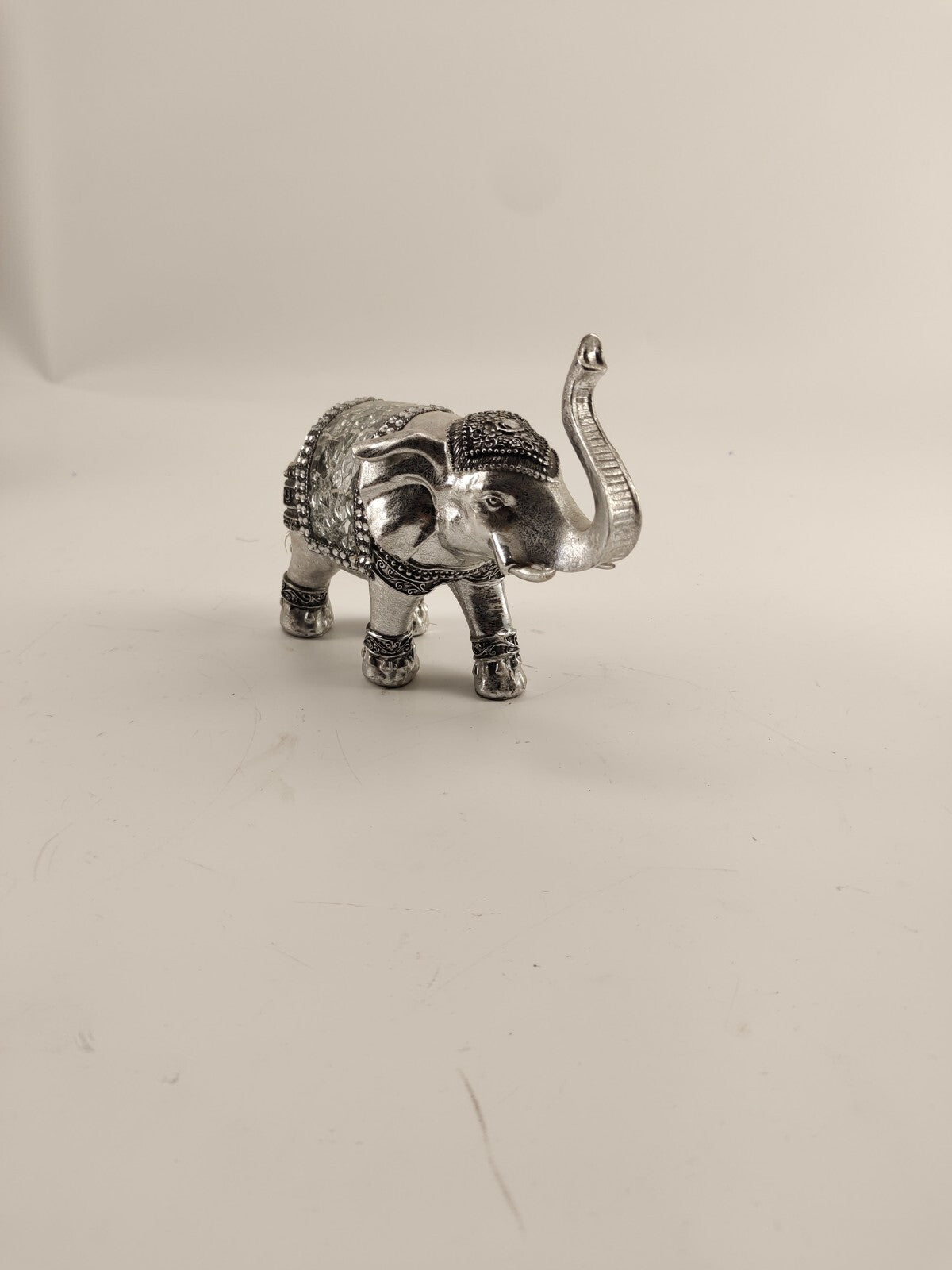 Silver Elephant Figurine Studded with glass - Porcelain