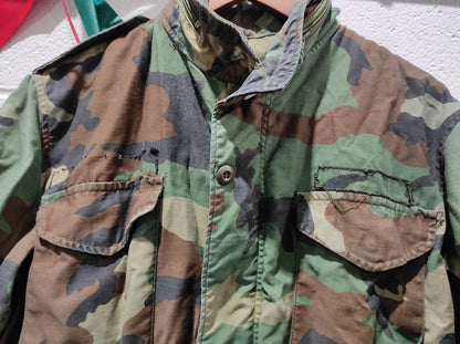 Vintage US Army Camo Lined Field Jacket "B. Swein" Cold Weather Size Medium