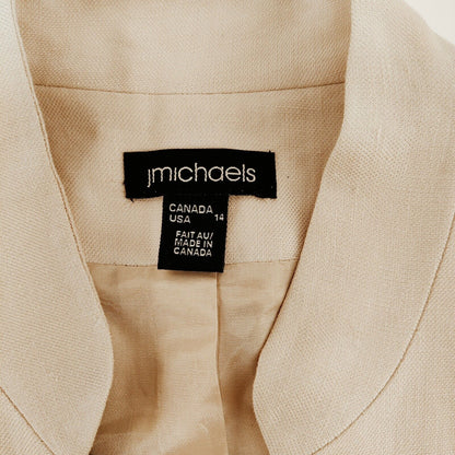 Vintage J. Michaels Linen Blend Blazer Women's Size 14