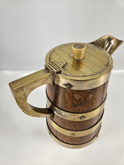 Vintage 9.5" Wood and Metal Staved Pitcher/Jug