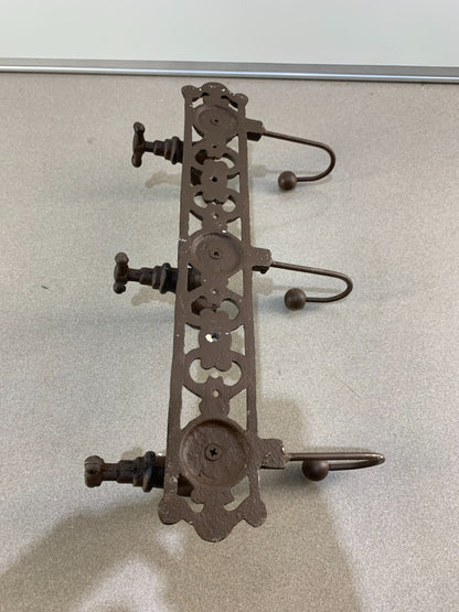 Vintage 3 Knobs Water Spigot Wall Hook Coat Hanger Cast Iron