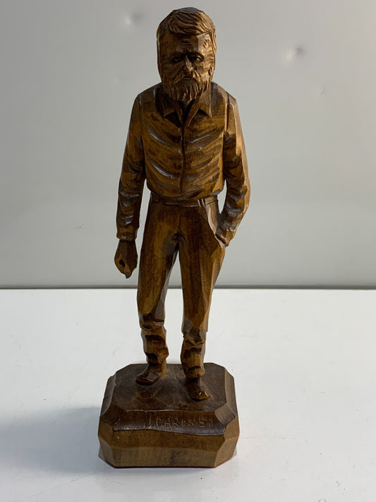 Vintage Canadian Wood Carved Old Man Figurine