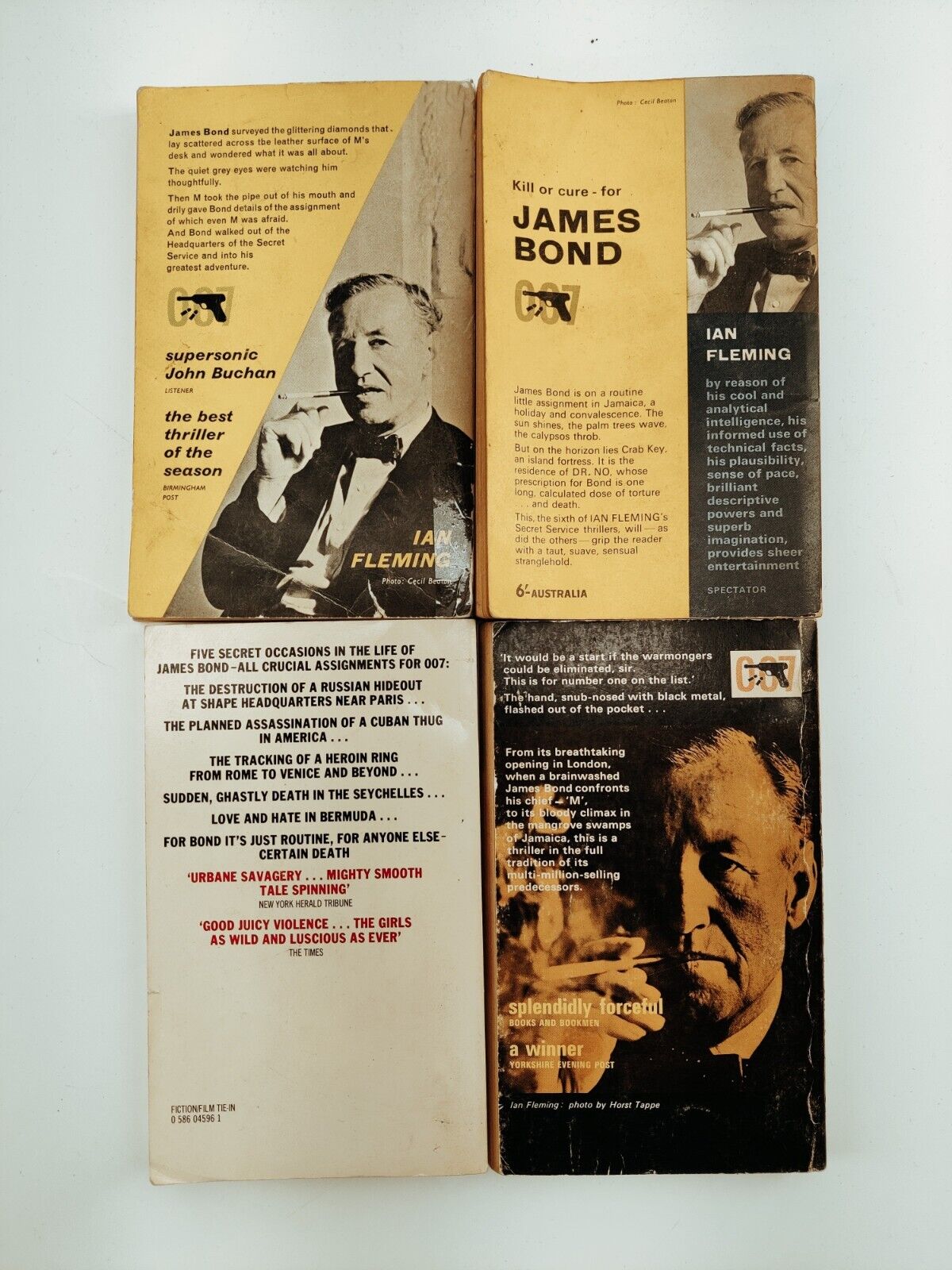 Ian Fleming James Bond Lot of 4 Vintage PB Books 1960s-1980s