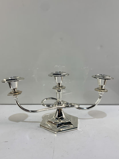 Vintage silver steel ornate candlestick holder 3 Arm Candle Holder