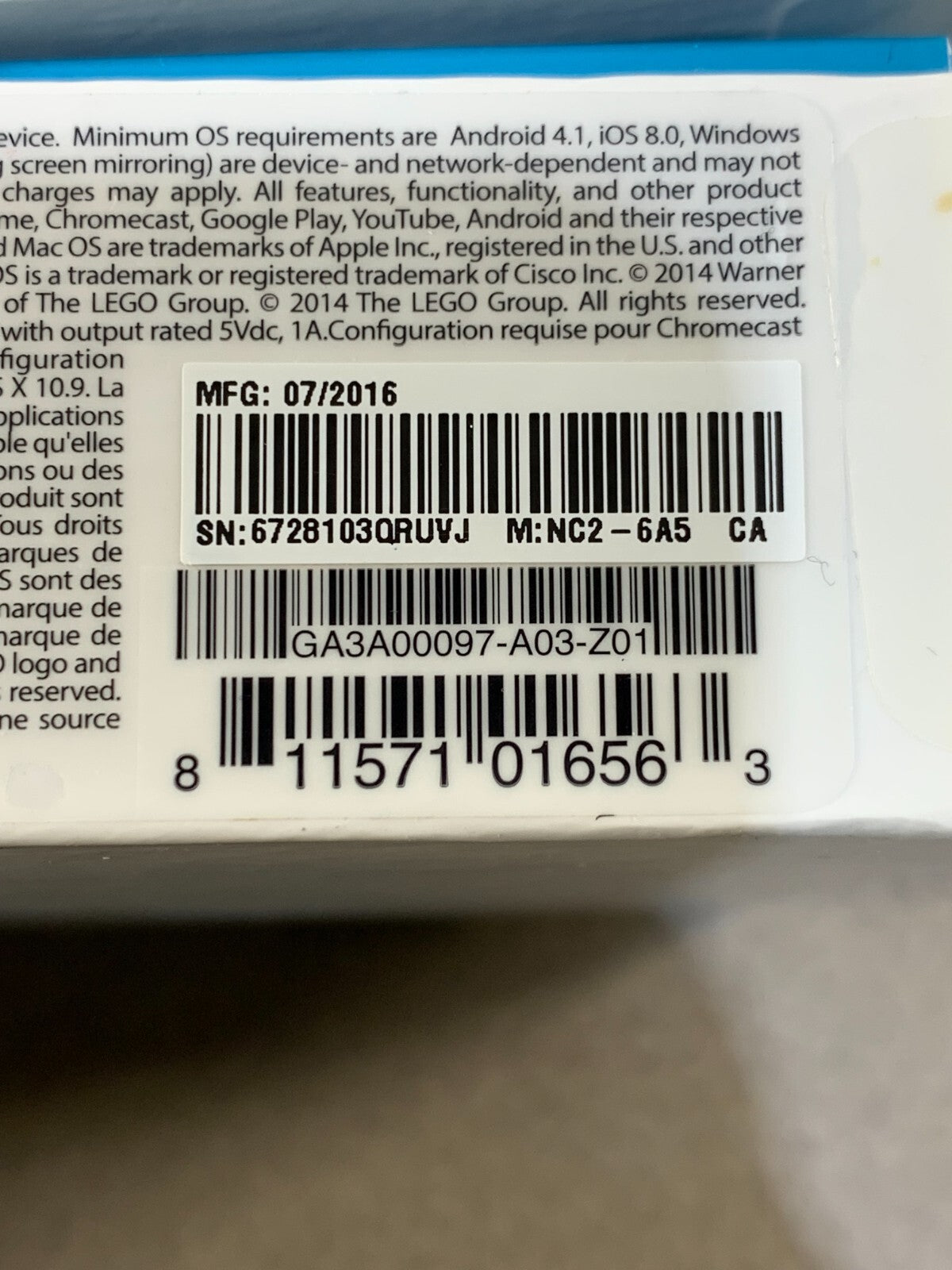 Google GA3A00097-A03 Z01 Chromecast 2nd Generation - Black