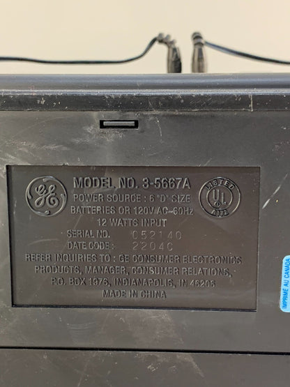 Boombox GE 3-5667A AM FM Cassette Stereo VTG 90s With Detachable Speakers Tested