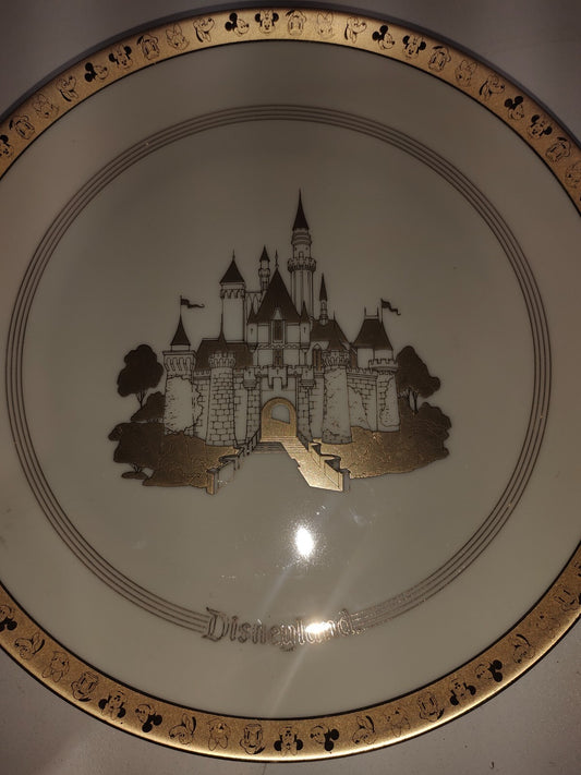 Disney Gold Etched Plate With Castle & Fab Five