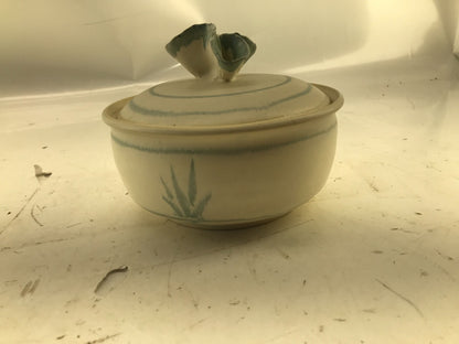 Asian style jar with lid and unique Textured Knob