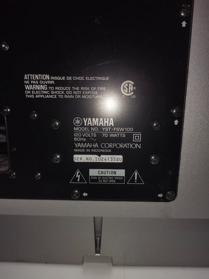 Yamaha YST-FSW100 70 Watt Dynamic Powered Subwoofer- 6.5" Driver - Silver