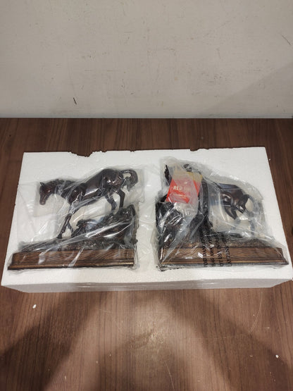Red Shed Climbing Horses Bookends - Wooden