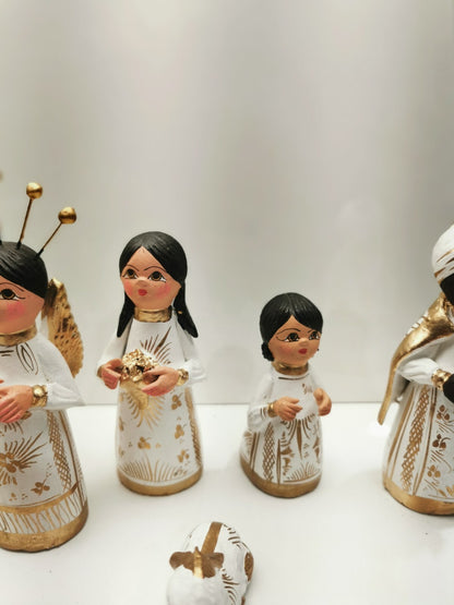 Vintage Tonala Nativity Set Terracotta Folk Art handmade Hand Painted 14 Piece