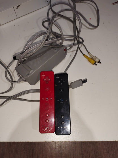 Nintendo Wii Console Unit RVL-001 - With 2 Remote Controllers - White - Cords