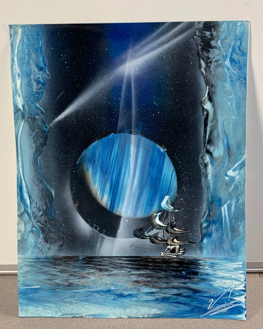 Beautiful hand painted piece of spray paint art