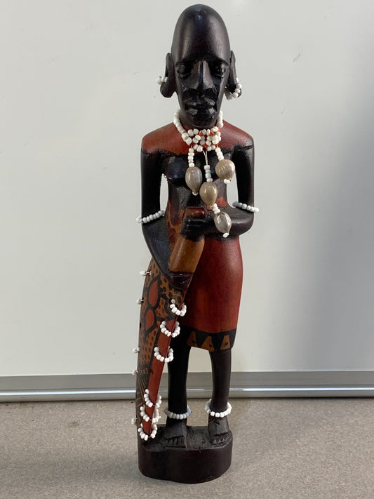 African Art - Maasai Warrior Hand Carved Wood Statue Sculpture