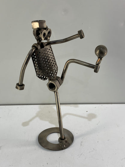 Football Playing Metal Tool Robot Display 10 inches