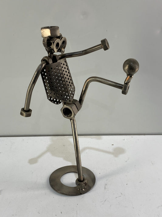Football Playing Metal Tool Robot Display 10 inches
