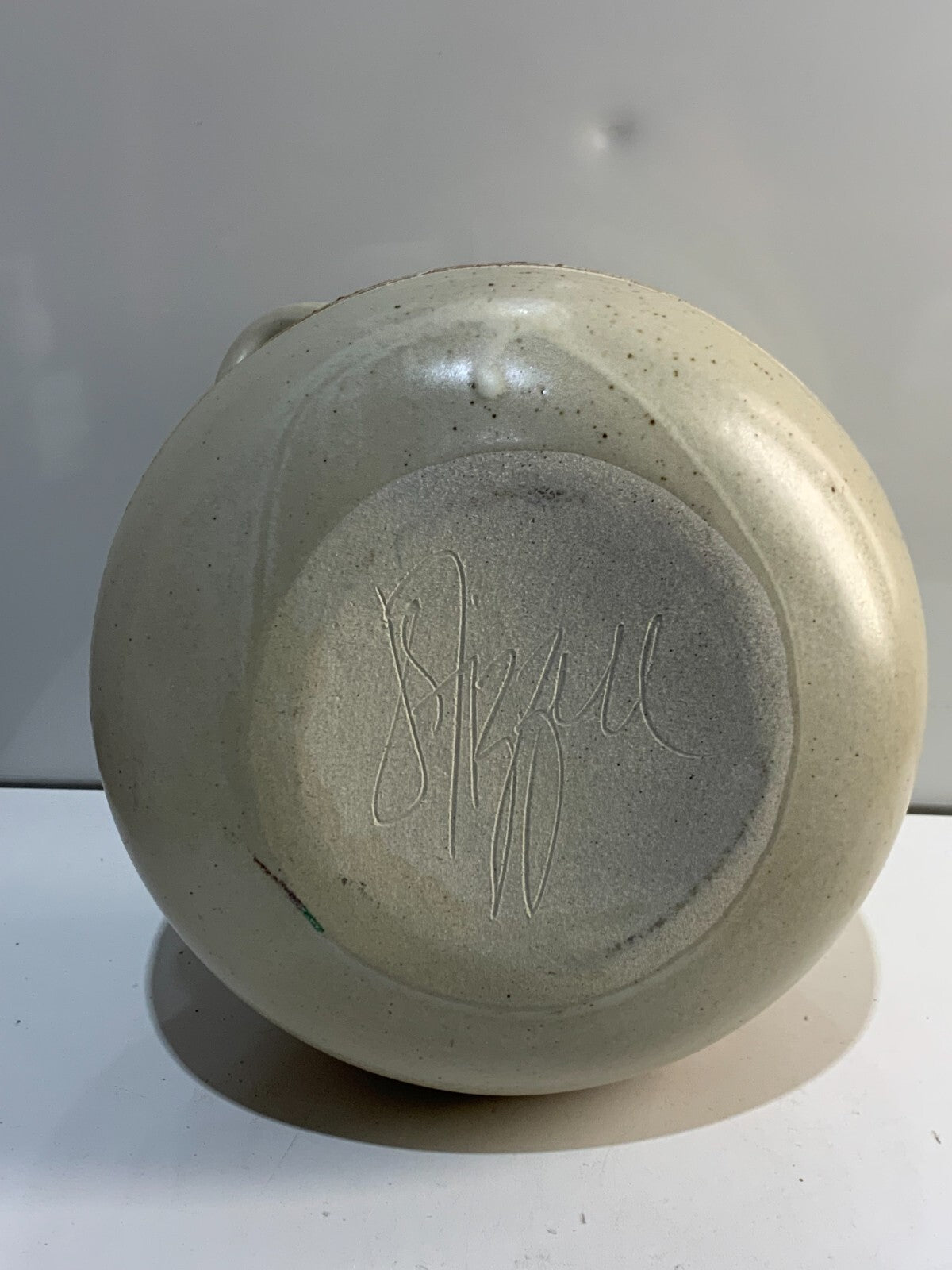 Vintage Beige with Signed Hand Crafted -Stoneware