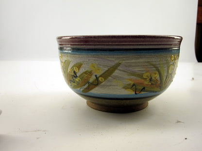 Floral Handmade Romanick Pottery Bowl