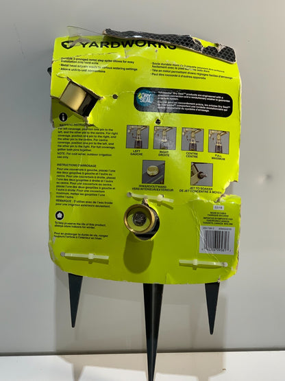 Yardworks Dry Seal Impulse Sprinkler on 3- prong Metal Spike, 3600 sq.ft