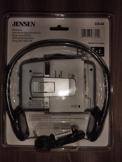 Jensen SCR-60 Portable Tape Player Stereo Cassette AM/FM Walkman - New