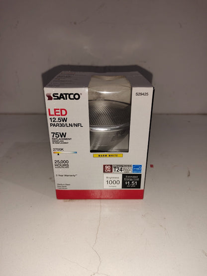 Satco Lighting Flood Short Neck Med 12.5W 75W Dimmable PAR30/SN/FL Soft White