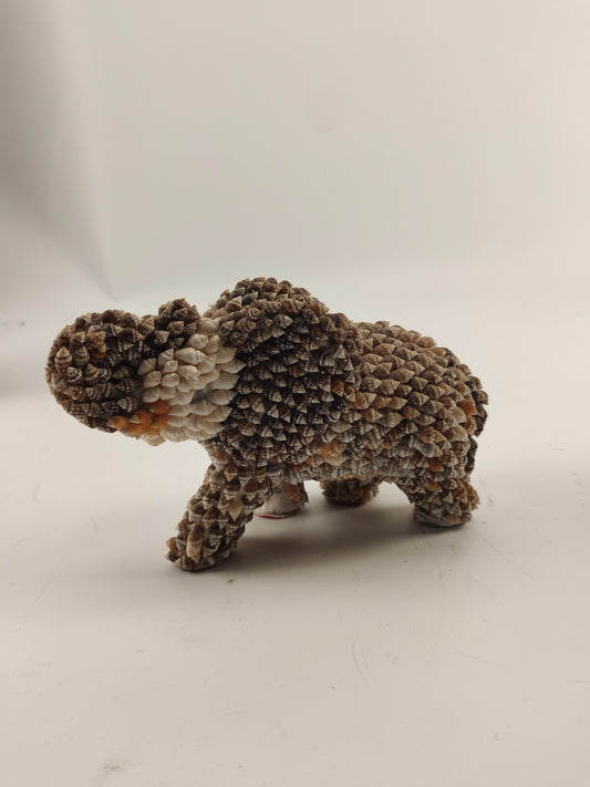 Seashell Studded Elephant Figurine - Porcelain