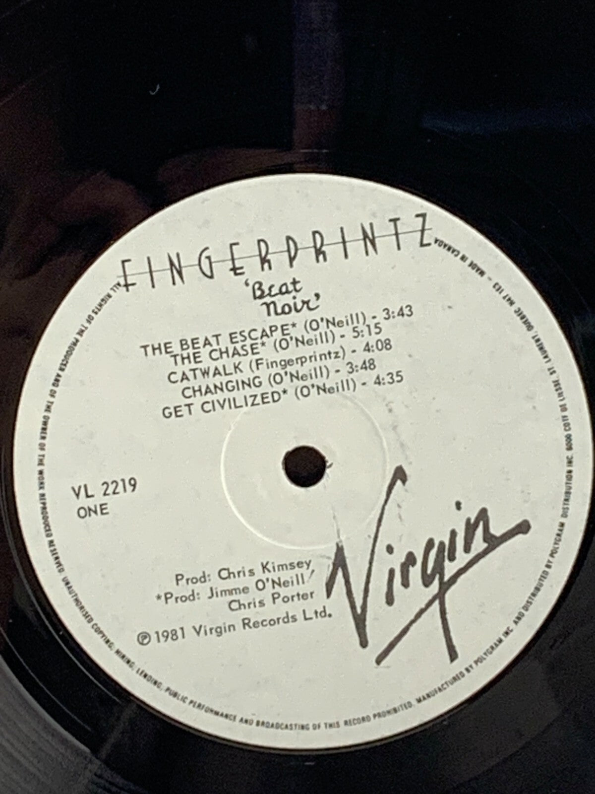 Fingerprintz Beat Noir LP Vinyl Record Album 1981 New Wave Rock