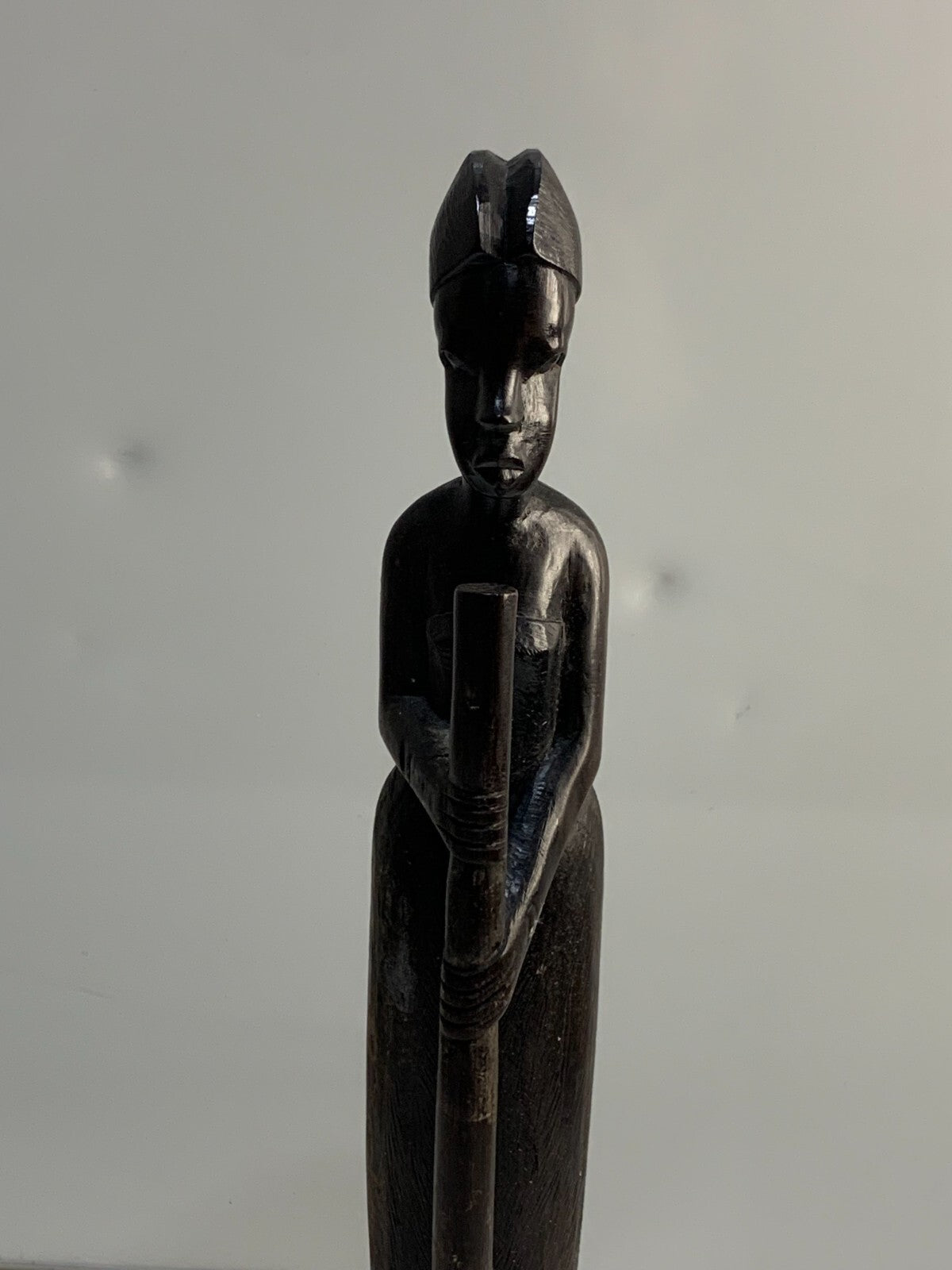 Vintage Woman with mortar and pestle Wood Sculpture