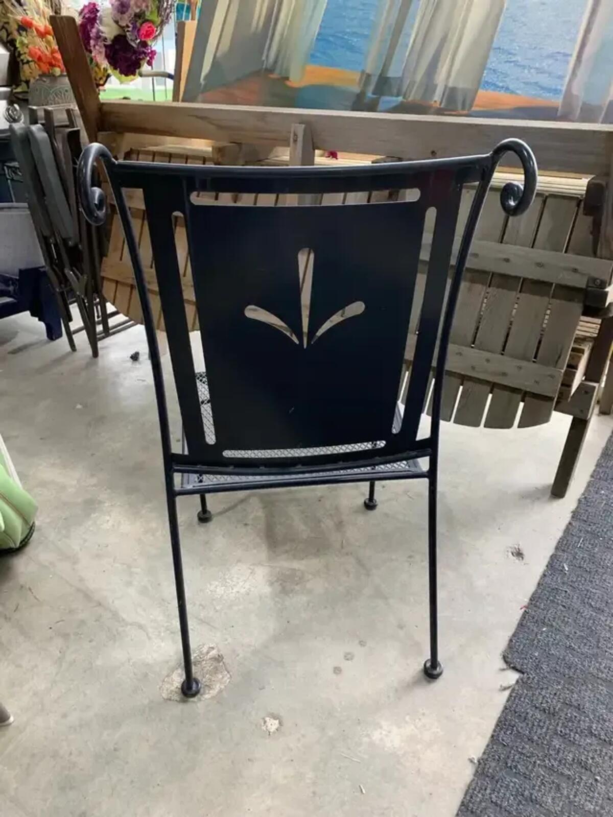 Mid-Century Wrought Iron Patio Chairs - set of 4