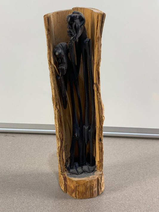 Vintage Rare African Tribal Hand carved Man & Woman Wooden Sculpture