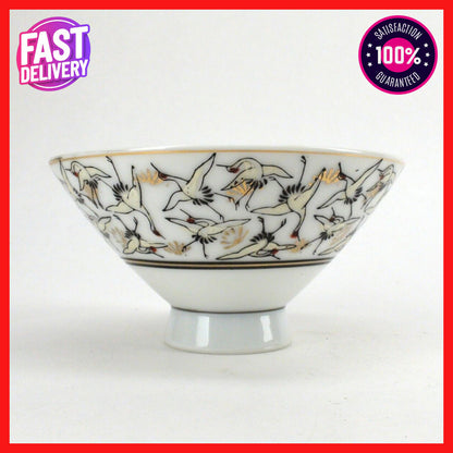Vintage Set Of 5 China Bowls & Plates Made In Japan - Cranes & Gold Leaf