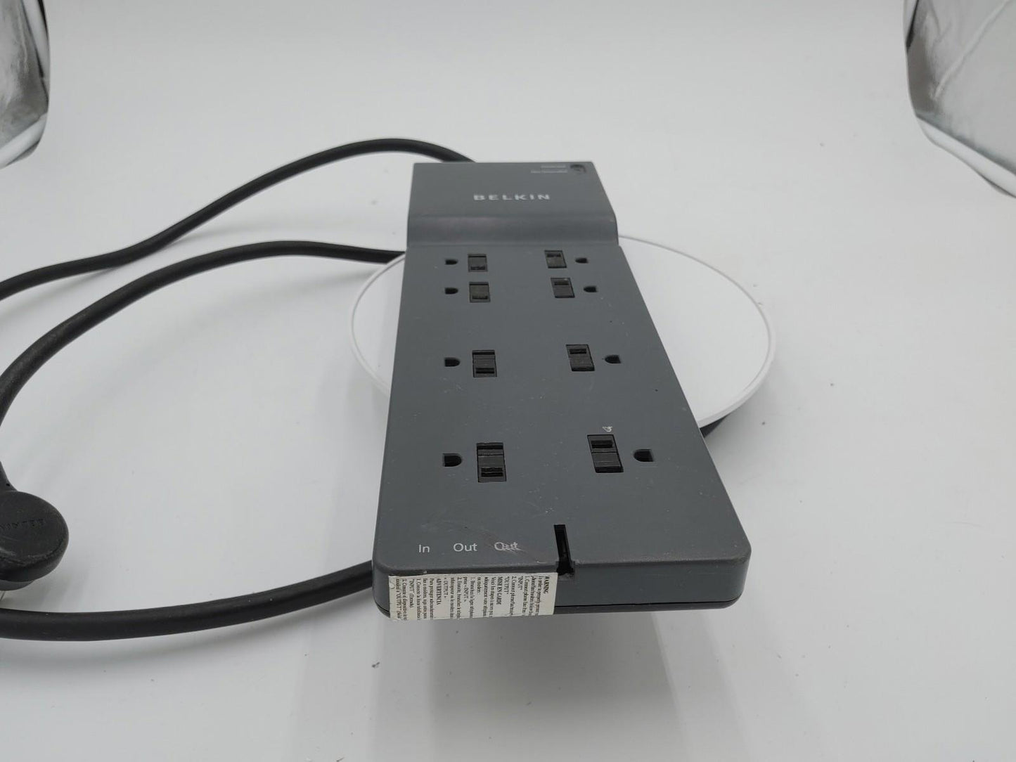 Belkin BE108200-06 8 port Power Strip Surge Protector Grey Tested Working - Fair