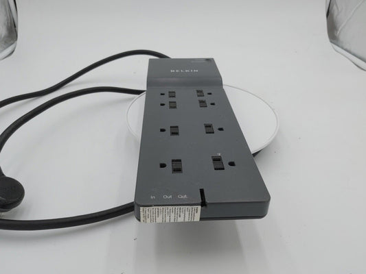 Belkin BE108200-06 8 port Power Strip Surge Protector Grey Tested Working - Fair