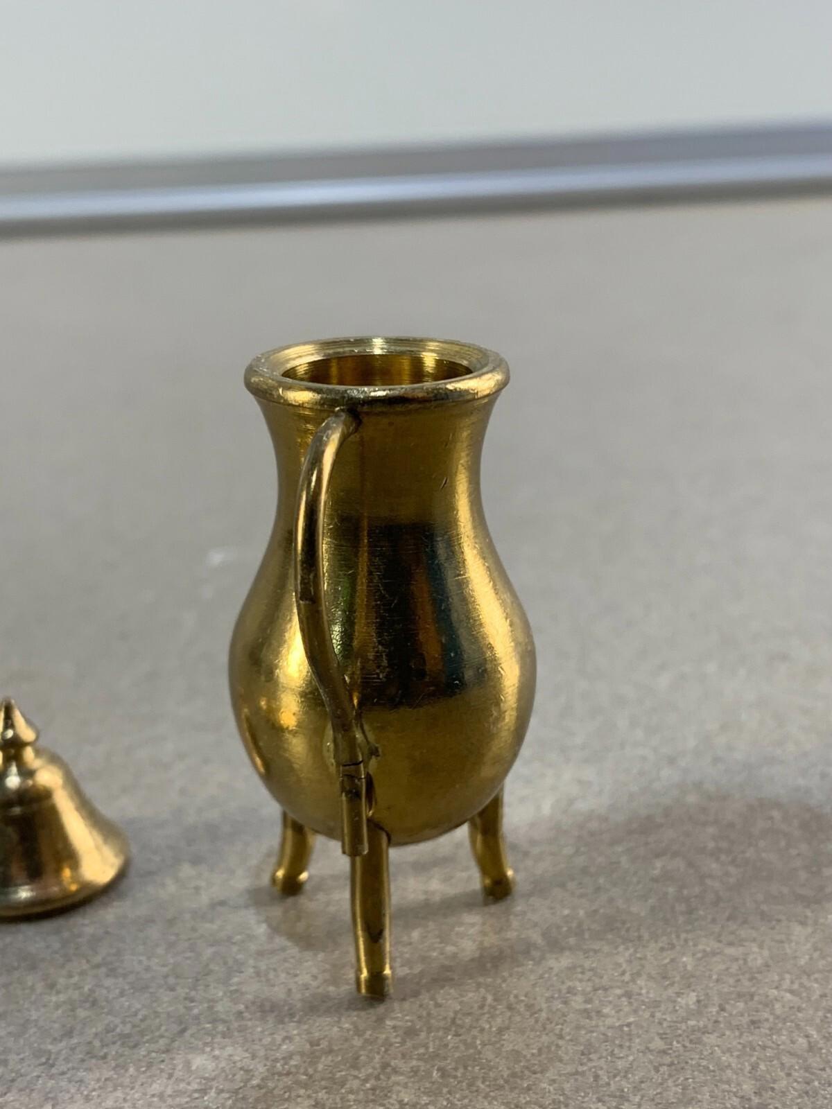 Miniature Brass Coffee/Tea Pot with Round Tray -Dollhouse Accessories.