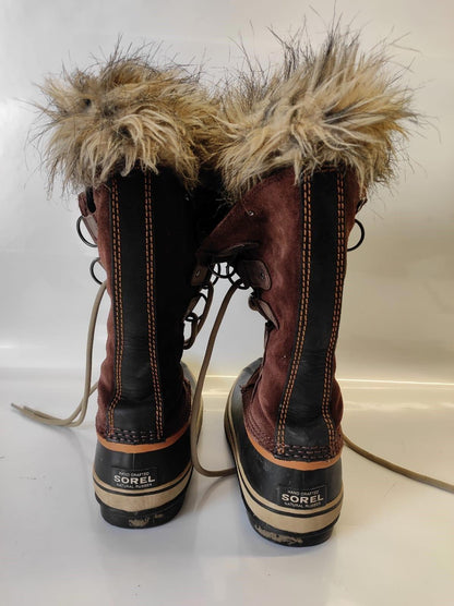 Sorel Joan of Arctic Winter Boots Tobacco Sudan Brown Fur Suede Snow Warm (US-8)
