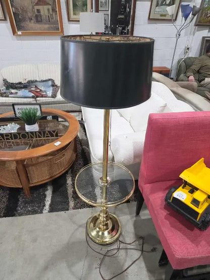 Vintage Gold Lamp with Glass Table