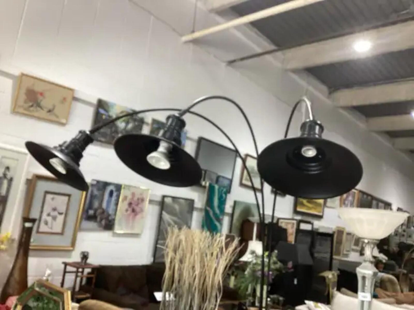 7ft Black Arc Floor Lamp with 3 Lights