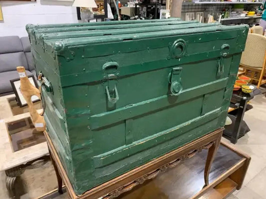 Green Steamer Trunk 21” x 32” x 18”