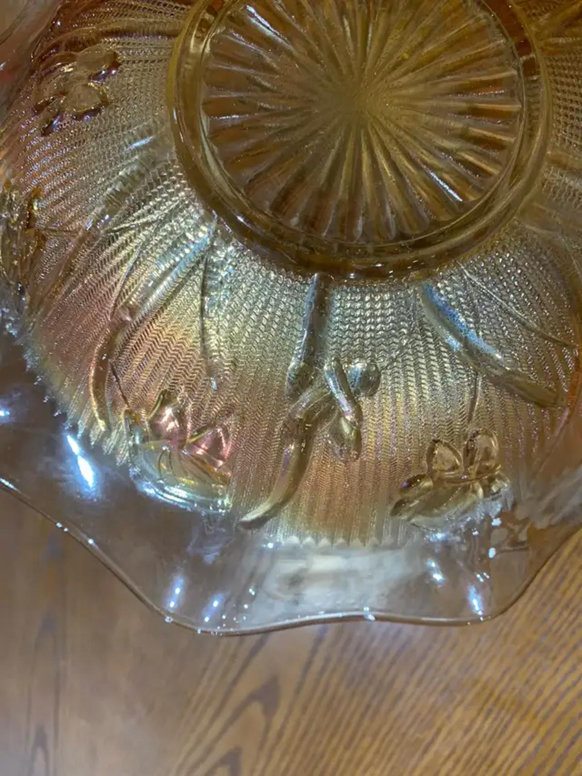 Orange Floral Glass Bowl